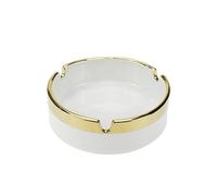 WDONAY 1 Pcs Ceramic Gold Edge Ashtray Round Ashtray Home Office Ashtray 3.62" ×1.26" White
