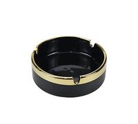 WDONAY 1 Pcs Ceramic Gold Edge Ashtray Round Ashtray Home Office Ashtray 3.74" ×1.18" Black