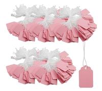 WDONAY 500PCS Price Tags with String Attached, Marking Strung Tags Writable, Price Labels Display for Pricing Gift Jewelry (1.38"×0.87", Pink)