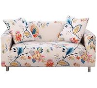 WDong Stretch Sofa Coves, Polyester Spandex Printed Elastic Couch Sofa Slipcovers, 4 Seater Furniture Protector Covers, 88-114" Long with Anti-Slip Foam (DreamFlower)