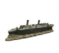 WDOPEN-Aquarium Titanic Shipwreck Decorations - Resin Material Ship Decorations,Shipwreck Warship Simulation Dilapidated Sea War Wreck Hiding House Fish Tank Landscaping Aquarium Decor