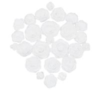 WDORN 25Pcs Embroidery Rose Flower Appliques, 4 Sizes Embroidered Organza Flower Polyster Fabric Sew on Patch Women Dress Hat Jeans Decorative Applique DIY Clothing Craft Ornament Accessories, White