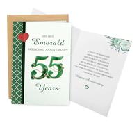 WDphouly 55th Wedding Anniversary Card, Emerald Anniversary Card for Husband Wife, 55 Years Wedding Cards for Him Her