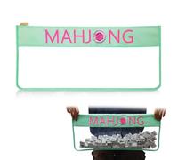 Wdpqyy 1 PCS American Mahjong Bag, 20.9 x 9.45 Inch Empty Mahjong Tiles Bag with Zippered & Letters, Waterproof Clear PVC Mahjong Accessories Storage Pouch for Travel, Case Only (Green)