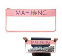Wdpqyy 1 PCS American Mahjong Bag, 20.9 x 9.45 Inch Empty Mahjong Tiles Bag with Zippered & Letters, Waterproof Clear PVC Mahjong Accessories Storage Pouch for Travel, Case Only (Pink)