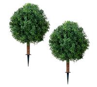 Wdpqyy 27" Artificial Boxwood Plants Outdoor Set of 2, All-Weather Greenery with Wood Stems, Faux Topiary for Front Porch Home Decor Indoor