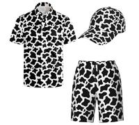 Wdpsuxin Golf Shirts Set For Men，Sunglass Rubber Duck 2 Piece Outfits For Men, Cow, Large