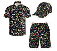 Wdpsuxin Golf Shirts Set For Men,Sunglass Rubber Duck 2 Piece Outfits For Men, Dinosaur, Medium