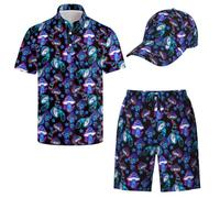 Wdpsuxin Golf Shirts Set For Men，Sunglass Rubber Duck 2 Piece Outfits For Men, Mushroom, Large