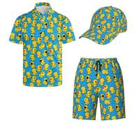 Wdpsuxin Golf Shirts Set For Men，Sunglass Rubber Duck 2 Piece Outfits For Men, Retro 80s 90s Graphics Rubber Duck, Large