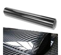 WDragon HIGH GLOSS Black Carbon Fiber Vinyl Wrap Texture 3 layer 5D Vinyl wrap DIY Film (5D Black, 60cm X 1.5M)