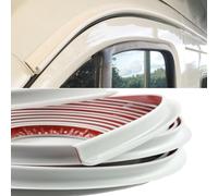 WDragon RV Rain Gutter PVC Plastic Roof Rain Diverter for Felolion Car Vans and RVs Boat,J Shape Drip Rail Trim Molding Adhesive Backing and Flexible (White, 10Meters/32.8Ft)