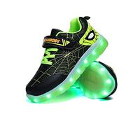 WDRHC LED Light up Trainers 7 Colors Luminous Super Blinking USB Rechargeable Breathable Outdoor Sport Running Shoes Fantastic Gymnastic Tennis Sneakers Gift for Boys and Girls Birthday Black