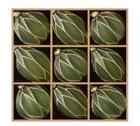WDS WONDROUS Christmas Ball Ornaments, Vintage Ball & Teardrop Xmas Tree Ornament Set, Hanging Assorted Glass Balls for Holiday Home Party Decor (9Pcs, Sage Green & Gold Line)