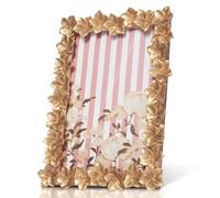 WDS WONDROUS DN DECONATION Vintage Gold Picture Frame, Photo Frame with Floral Decoration-3.5x5.5 Resin Picture Frames for Tabletop Display, Wedding Decorations Farmhouse Living Room Decor