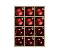 WDS WONDROUS Glass Christmas Hanging Ball Ornaments, Set of 12 Decorative Balls for Xmas Tree Decoration, Shiny and Matte Deep Red Christmas Ornaments
