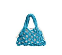 WDSBZNB Crochet Beach Bag Mini Crochet Bag For Women Top Handle Purse And Handbag Girls Shopper Cotton Thread Cute Knitting Hollow Bucket Tote Bags(Light Blue)