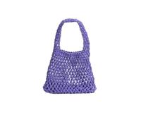 WDSBZNB Crochet Beach Bag Pouch Candy Colored Makeup Bag Hand Woven Cotton Rope Handbag Tote Bags Knitting Crochet Hollow Mesh Bag(XH23-206-G)