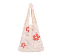 WDSBZNB Crochet Beach Bag Women Hollow Woven Shoulder Bags Girls Crochet Hobo Bag Knitting Handbags Fashion Female Large Capacity Tote Bag Shopping Bag(Beige)