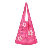 WDSBZNB Crochet Beach Bag Women Hollow Woven Shoulder Bags Girls Crochet Hobo Bag Knitting Handbags Fashion Female Large Capacity Tote Bag Shopping Bag(Rose Red)