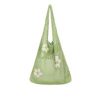 WDSBZNB Crochet Beach Bag Women Hollow Woven Shoulder Bags Girls Crochet Hobo Bag Knitting Handbags Fashion Female Large Capacity Tote Bag Shopping Bag(Green)