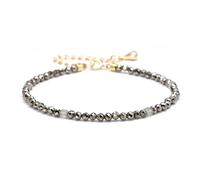 WDSBZNB Crystal Bracelet 3mm Dainty Pyrite Chain Bracelet for Women Birthstone Crystal for Mom 14k Gold Plated Copper Energy Jewellery 2pcs(Green)