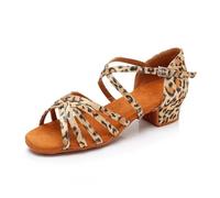 WDSBZNB Dance Shoes Women Latin Dance Shoes Soft Bottom Sole Girls Jazz Dance Practice Sandals Middle Heel 3.5CM Ballroom Dance(3cm Leopard,39)