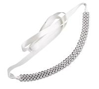 WDSBZNB Rhinestone Belt Full Rhinestone Wedding Belt Crystal Women Sash(Silver)