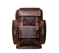 WDSBZNB School Bag Classic Retro Men's Genuine Leather Backpack Multi Functional Large Capacity Crazy Horse Outdoor Travel Computer Bag(Coffee)