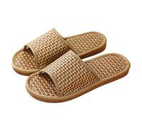WDSBZNB Slippers Men Women Bamboo Rattan Grass Summer Home Lovers Straw Mat Slippers Indoor Thickened Softwood Floor Home Sandals(2,40-41)