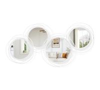 WDSHIYI 4 Pack White Round Mirror Set, Circle Wall Mounted Mirror Metal Framed Modern Decorative Mirrors for Living Room Bedroom Bathroom Entryway 50x100 CM Decor