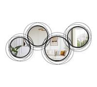 WDSHIYI 4 PCS Black Wall Mirror, Metal Framed Round Mirror Set Circle Modern Decorative Mirrors for Living Room Bedroom Bathroom Entryway 40x80 CM Home Decor