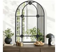 WDSHIYI Black Arched Mirror, Metal Framed Wall Mounted Mirror Artictis Modern Window Arch Mirror for Living Room Bathroom Entryway 45x65 CM Decor