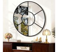 WDSHIYI Black Circle Mirror, Round Wall Mounted Mirror Metal Framed Decorative Hanging Mirror for Bathroom Living Room Bedroom Entryway 50 CM Decor Modern Artistic