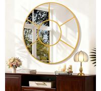 WDSHIYI Gold Metal Framed Mirror, Circle Wall Mounted Mirror Modern Round Artistic Decorative Hanging Mirrors for Living Room Bedroom Entryway 60 CM Decor
