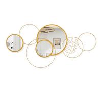 WDSHIYI Gold Wall Mirror Set, Wall Mounted Round Metal Framed Mirror Circle Modern Decorative Mirrors for Living Room Bedroom Bathroom Entryway 40x80 CM Home Decor