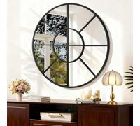 WDSHIYI Large Round Mirror, Black Metal Framed Circle Wall Mirror Artistic Modern Decorative Mirrors for Living Room Bedroom Bathroom Entryway, 70 CM Decor
