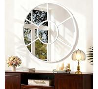 WDSHIYI White Metal Circle Mirror, Round Wall Mounted Mirror Circle Modern Art Hanging Mirror for Entryway Bedroom Living Room 50 CM Home Decor