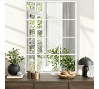 WDSHIYI White Rectangle Mirror, Metal Framed Wall Mounted Mirror Modern Window Hanging Mirrors for Bedroom Living Room Fireplace 18x26 Inch Decor