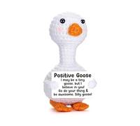 wdsilkbo Mini Positive Goose Crochet Animal, Handmade Emotional Support Gift with Motivational Message, Cute Cheer-Up Present for Women,Friends