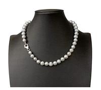 WDSOPK 10-11mm Cultured Silver Gray Potato Pearl Necklace 17inch 925 Silver Clasp Pendant necklace