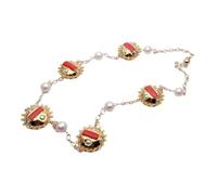 WDSOPK 13mm Cultured White Pearl 34mm Orange Coral Long Station Necklace Jewelry Gift