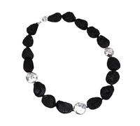 WDSOPK 19'' Black Meteorite Stone Silver Color Plated Coin Pearl Bead Chokers Necklace Lady Jewelry Gift