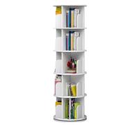 WDSOPK 2/3/4/5/6 Tier Revolving Bookshelf Rotating Bookcase Tall Slim Bookshelf Living Room White 360° Swivel Floor Standing Corner Shelf For Living Room Bedroom (White 46 * 159cm)