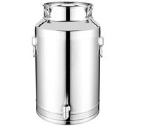 WDSOPK 201 Stainless Steel Milk Bucket, Metal Water Beverage Drink Dispenser with Faucet, Milk Can Milk Pail for Milk Oil,Silver,42L/11Gallon（Silver-9L/2.3Gallon）