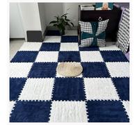 WDSOPK 20pcs Interlocking Foam Floor Mats - Plush Puzzle Carpets, Soft Play Mat Tiles for Home & Playroom, 60x60x0.6cm - Safe, Durable, Easy to Clean (White + Navy Blue 30x30x1cm)