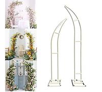 WDSOPK 2pcs Moon Shape Garden Arch,Ceremony Wedding Arches Backdrop Stand Set with 5pcs Floral Tools Kit,for Weddings Backdrop Party Event Decoration,3 Color/3 Size Co(White-5.9ft+6.8ft)