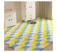 WDSOPK 3 Color Interlocking Foam Floor Mats - 30 Tiles Puzzle with Diamond Shape Design, Multi-Function Playmats & Rugs for Household Use, White & Dark Blue - Durable & Easy to Clean