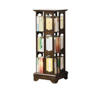 WDSOPK 360° Rotating Solid Wood Bookcase for Home Bedroom Living Room and Office Vertical Organizer Shelf Rack (147cm)