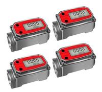 WDSOPK 4Pcs Stainless Steel Digital Liquid Flow Meter LCD Display Turbine Flowmeter NPT Counter Fuel Flowmeter for Measuring Engine Oil Turbine Flowmeter